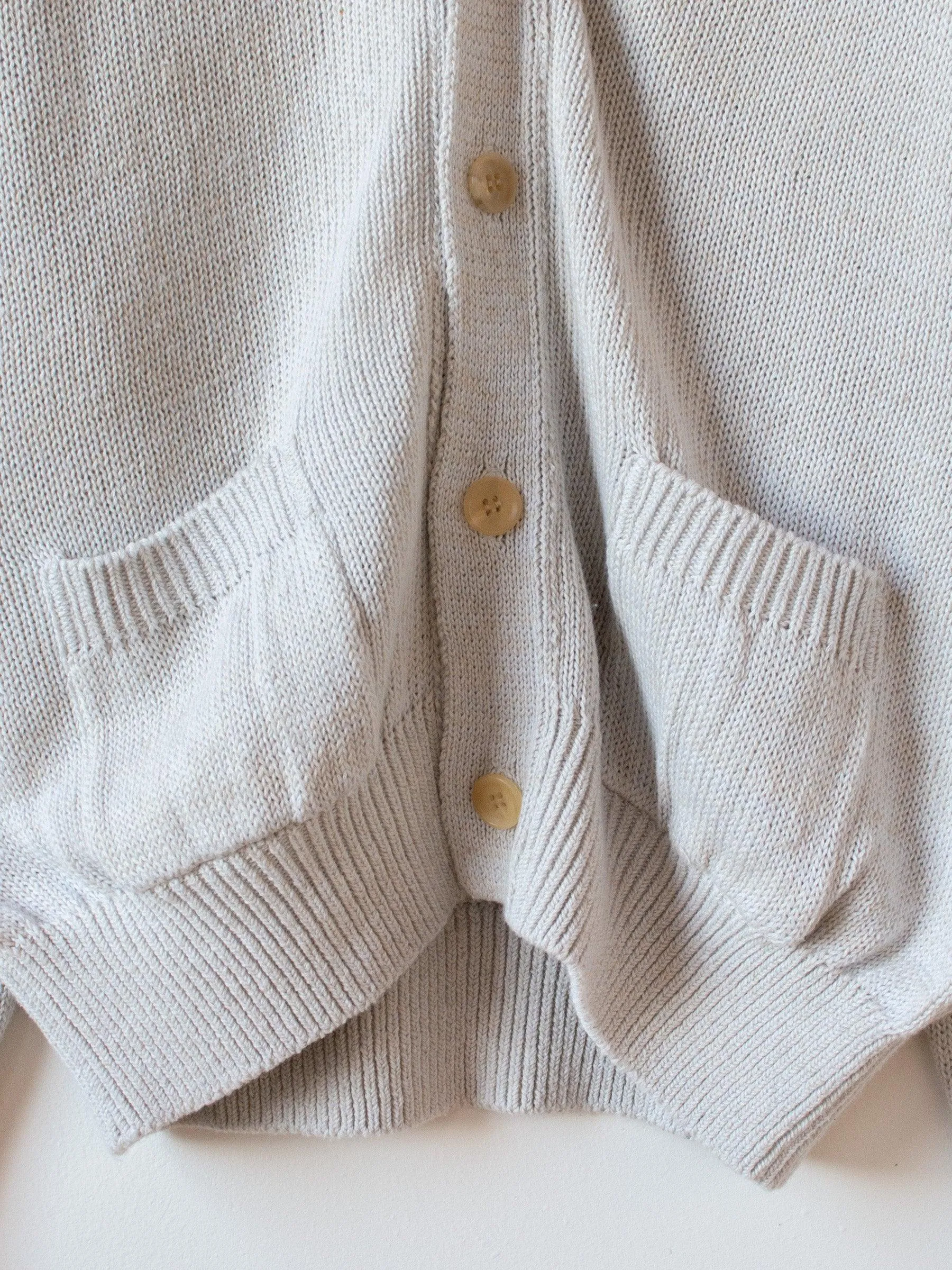 Cotton Linen Guernsey Cardigan - Light Gray Mix