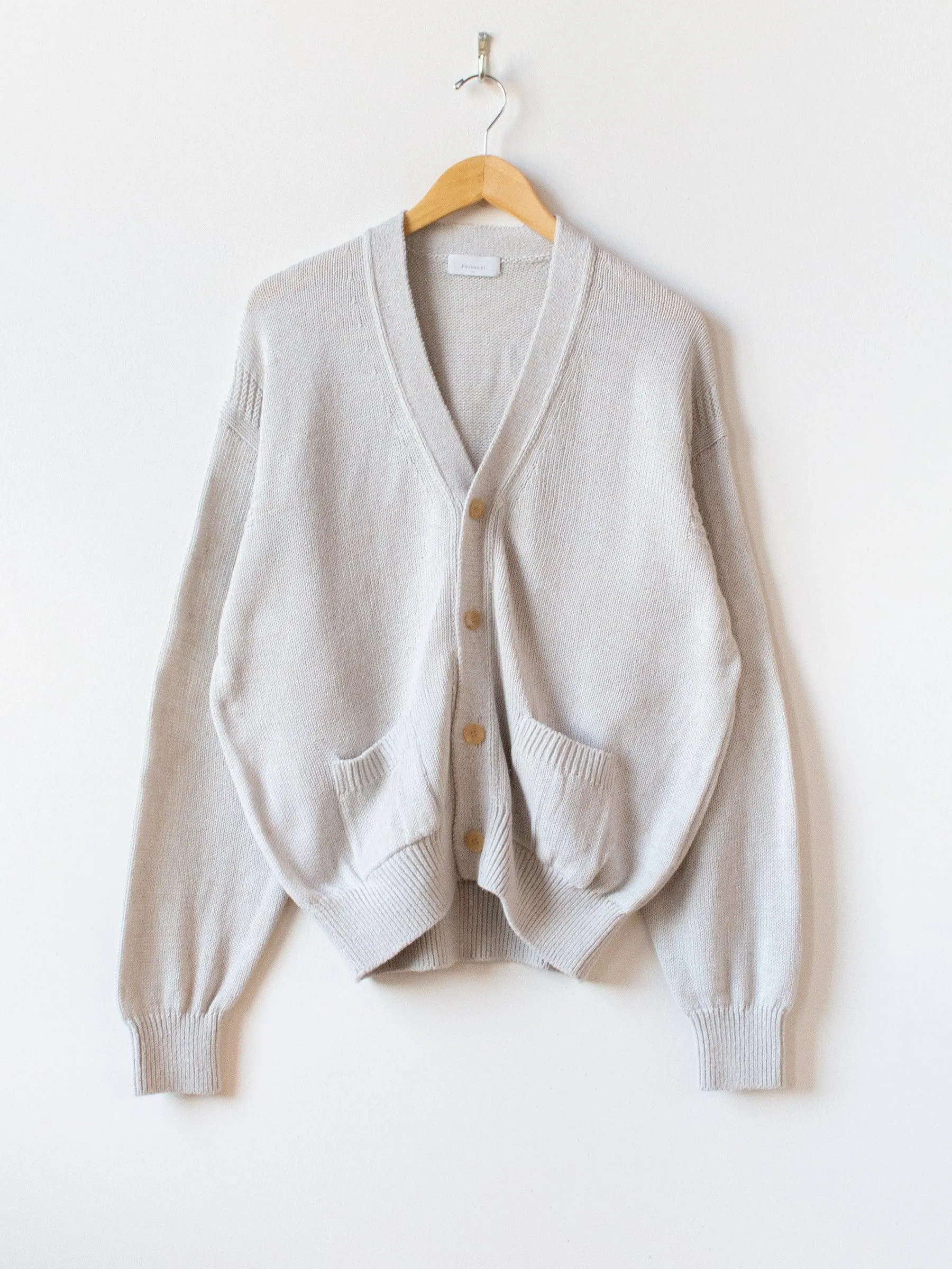 Cotton Linen Guernsey Cardigan - Light Gray Mix