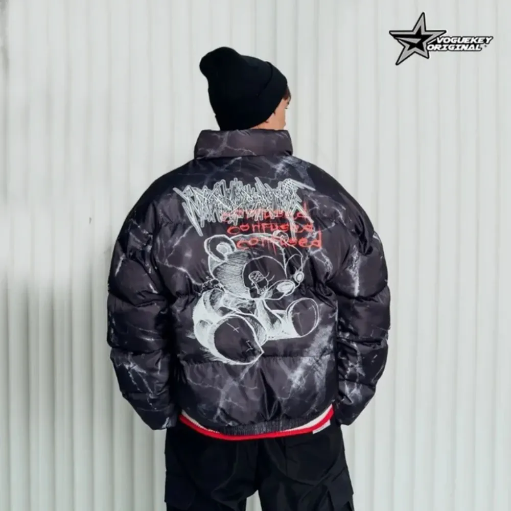 Dark Bear Graffiti Print Coat