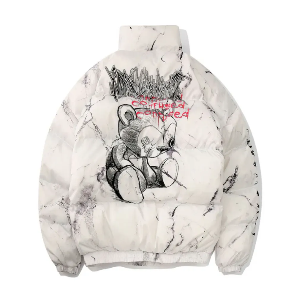 Dark Bear Graffiti Print Coat