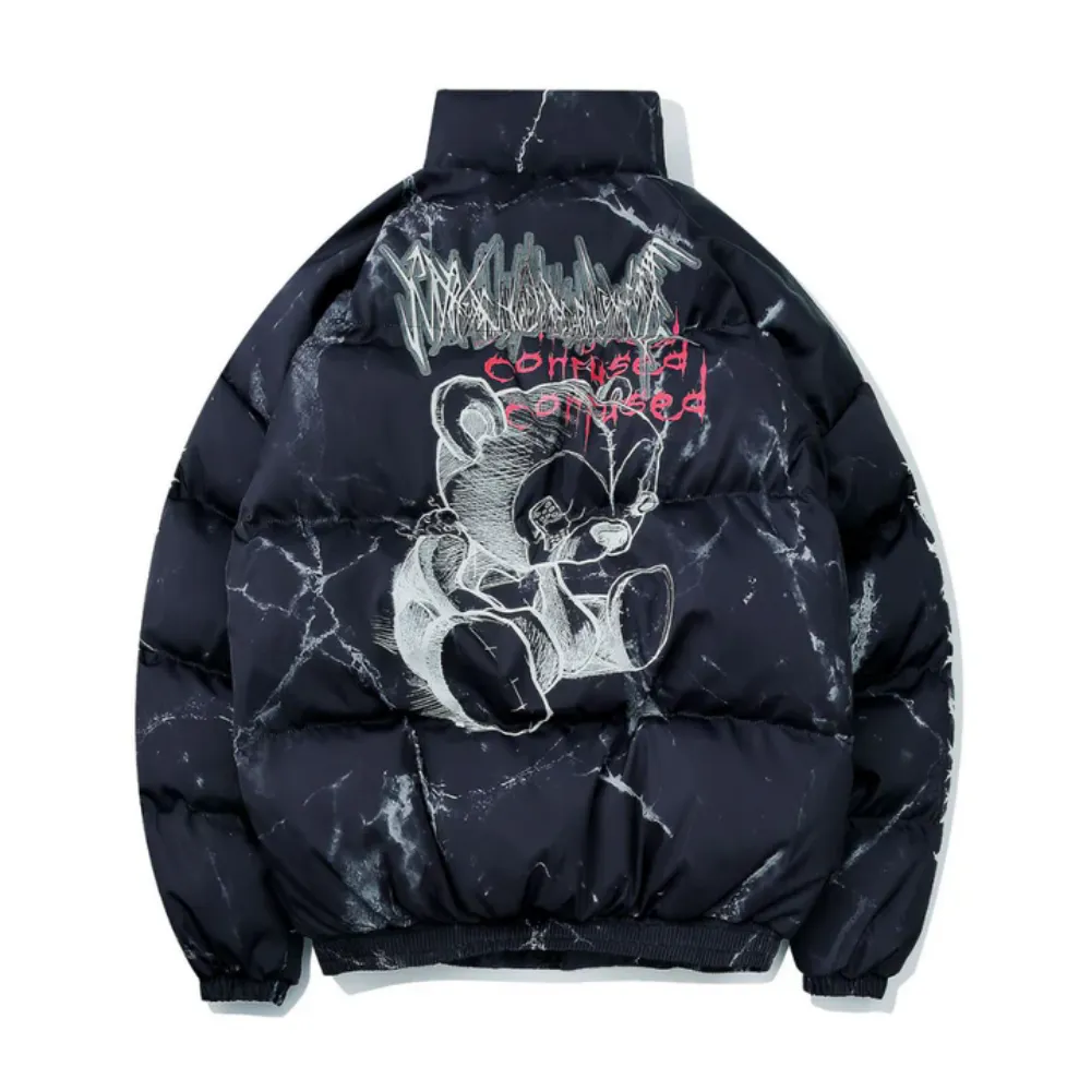 Dark Bear Graffiti Print Coat