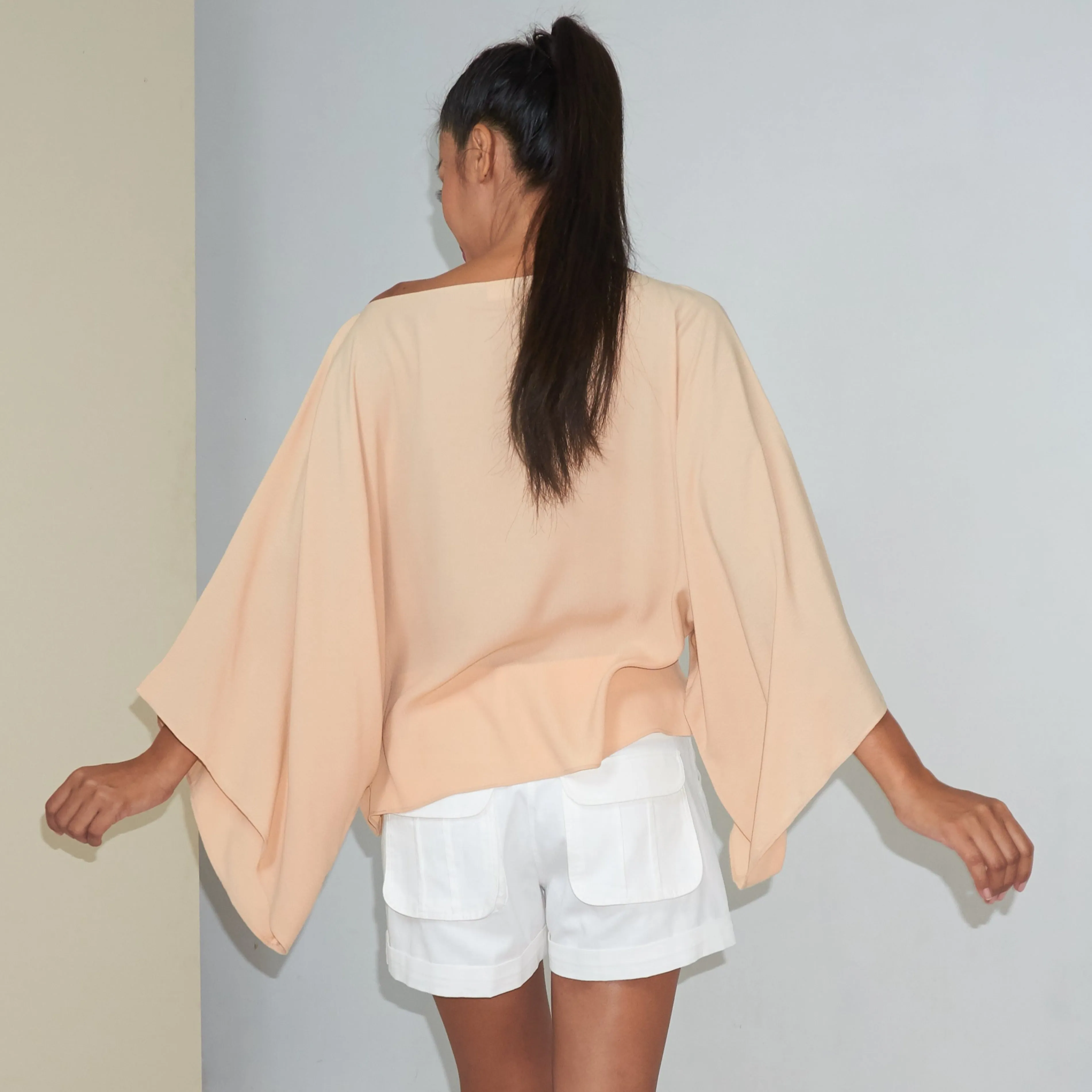 DAUN KIMONO TOP - Rayon Fujette Crepe | Beige