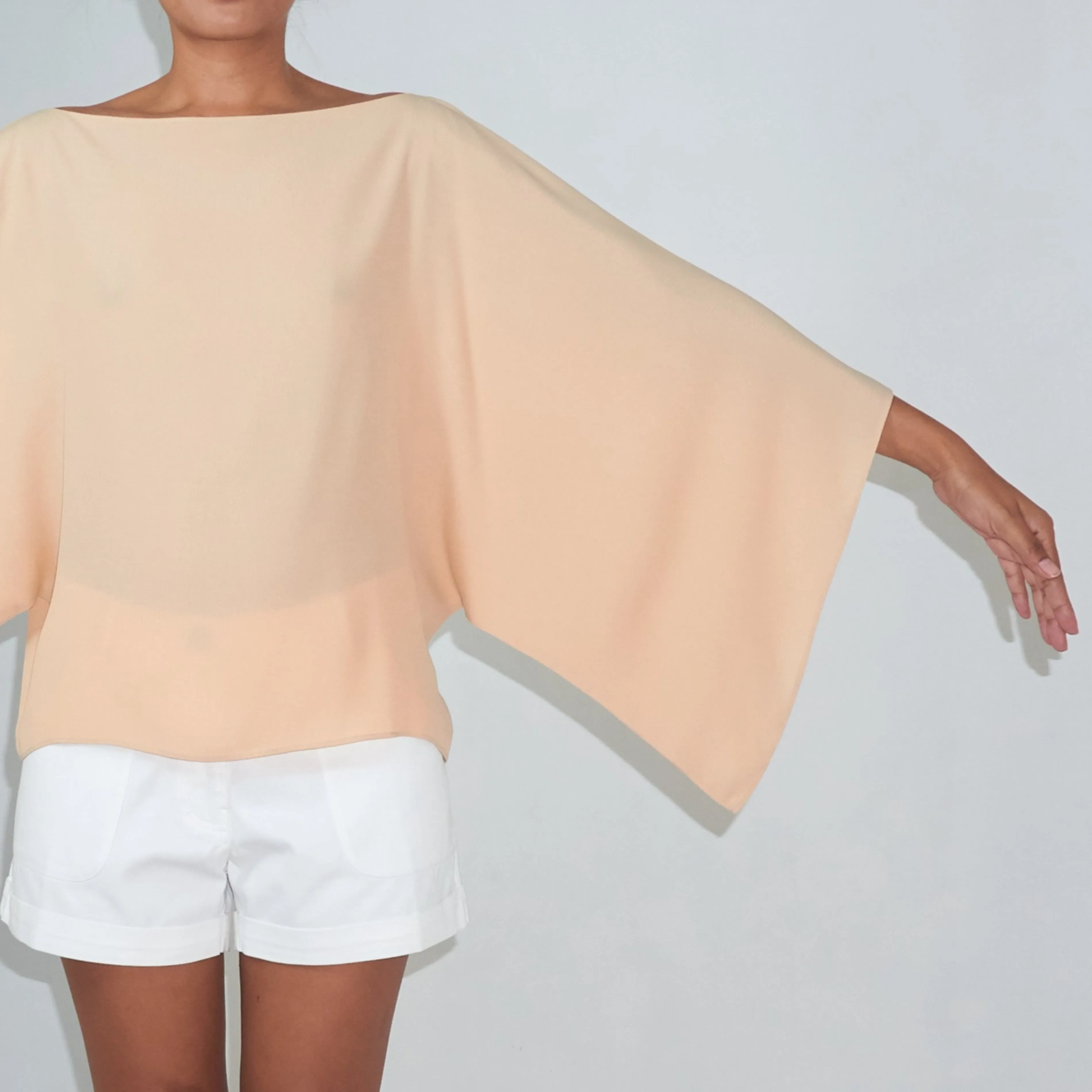 DAUN KIMONO TOP - Rayon Fujette Crepe | Beige