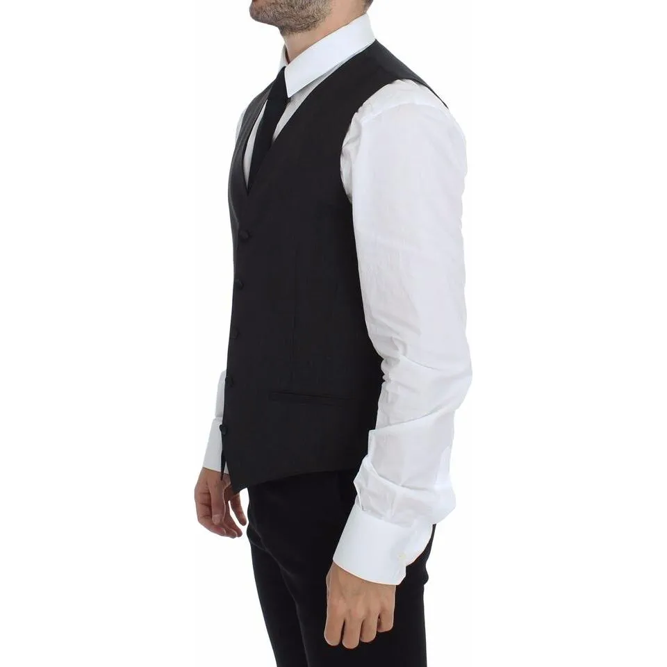 Dolce & Gabbana Classic Gray Wool Blend Dress Vest