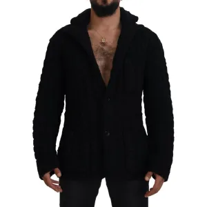 Dolce & Gabbana Elegant Black Wool-Cashmere Cardigan Sweater