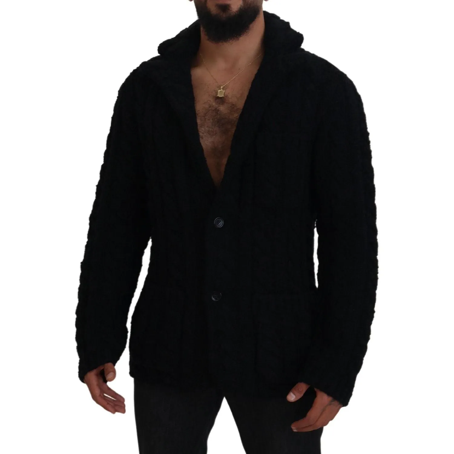 Dolce & Gabbana Elegant Black Wool-Cashmere Cardigan Sweater