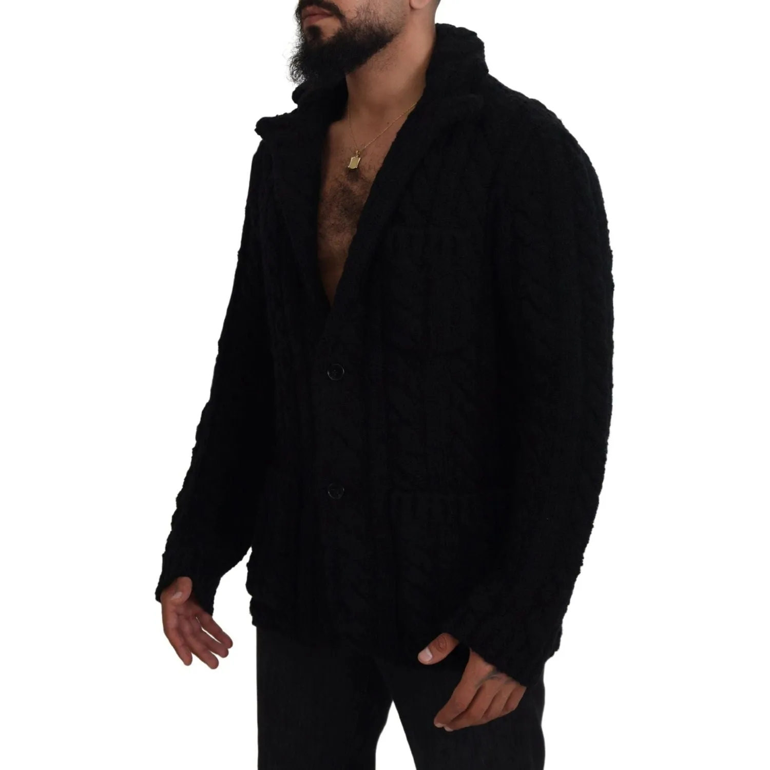 Dolce & Gabbana Elegant Black Wool-Cashmere Cardigan Sweater