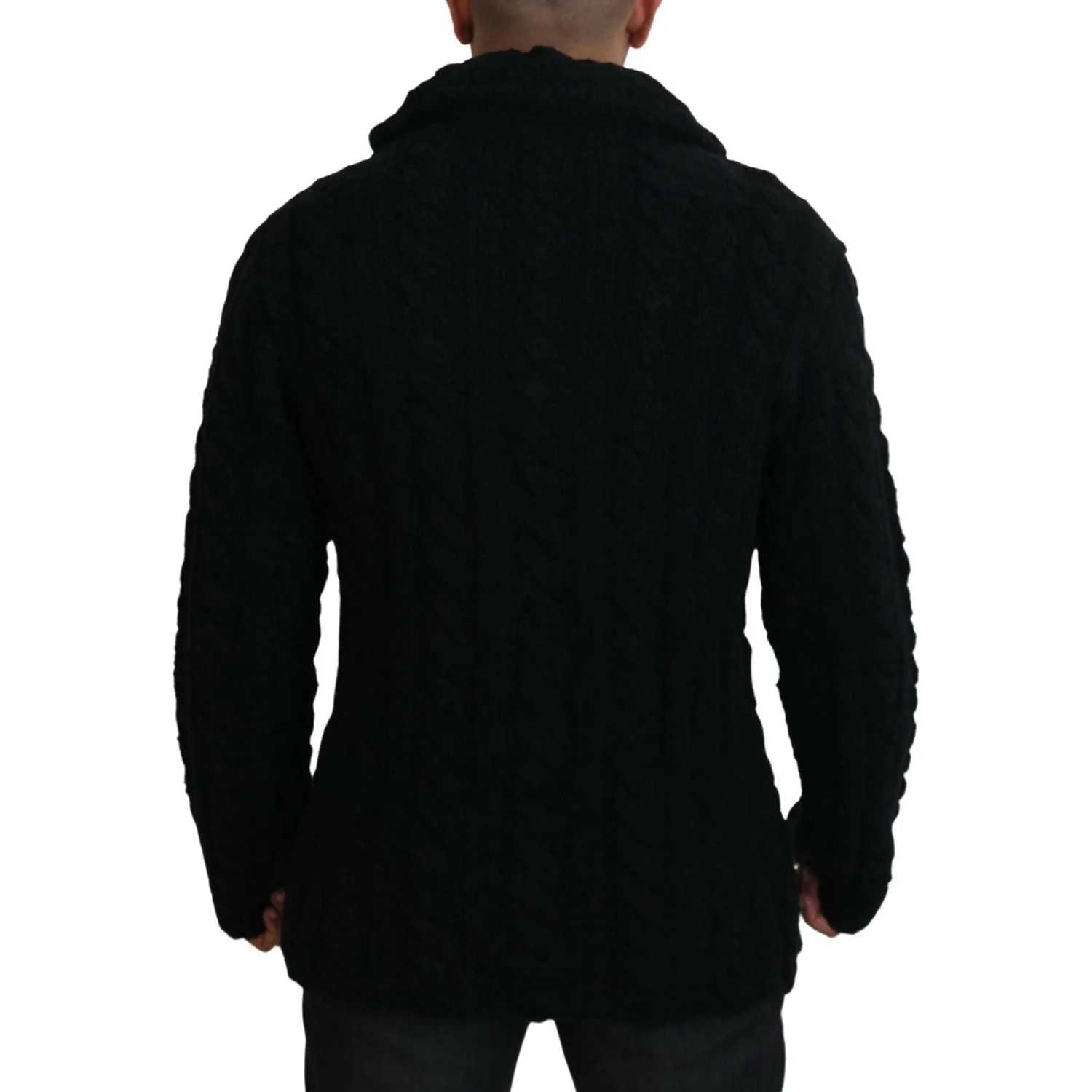 Dolce & Gabbana Elegant Black Wool-Cashmere Cardigan Sweater