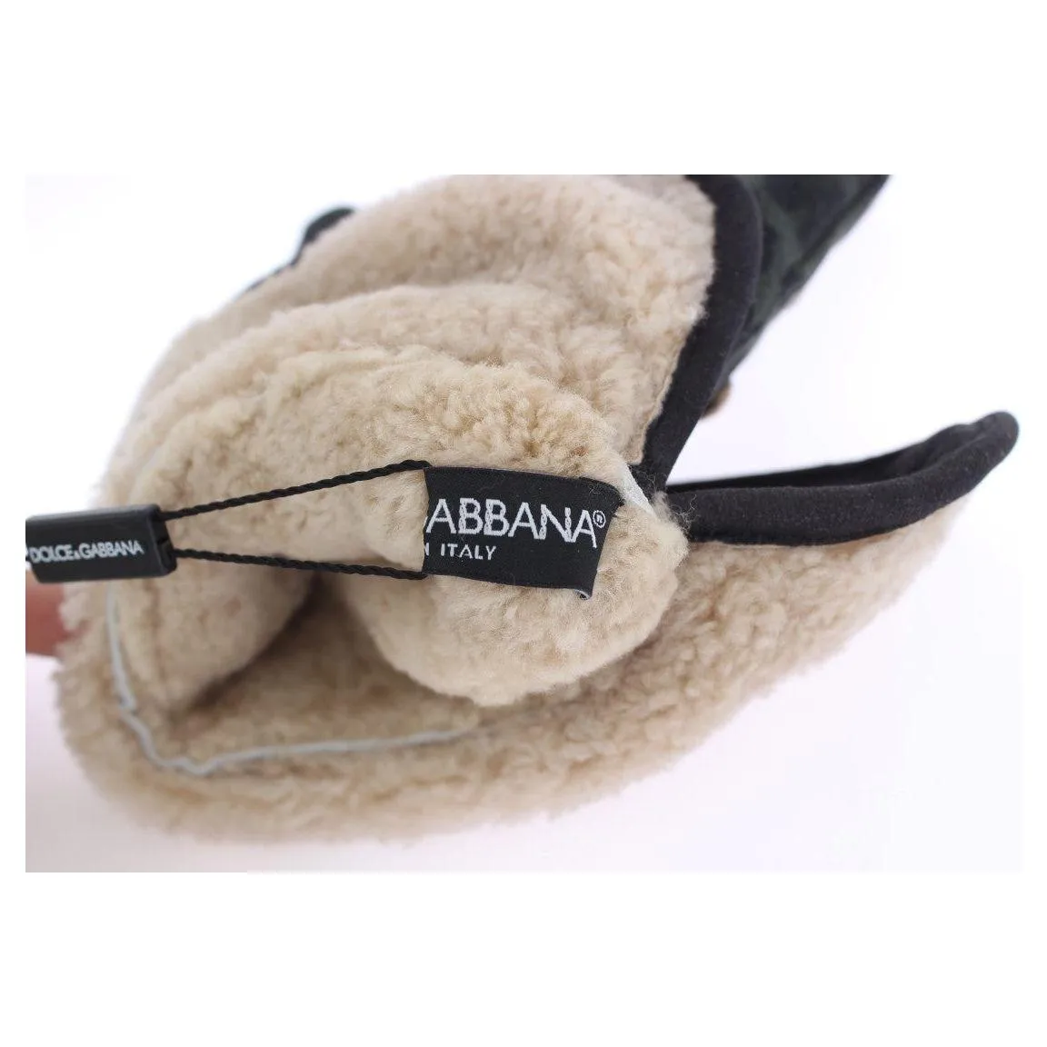 Dolce & Gabbana Elegant Studded Gray Wool Shearling Gloves