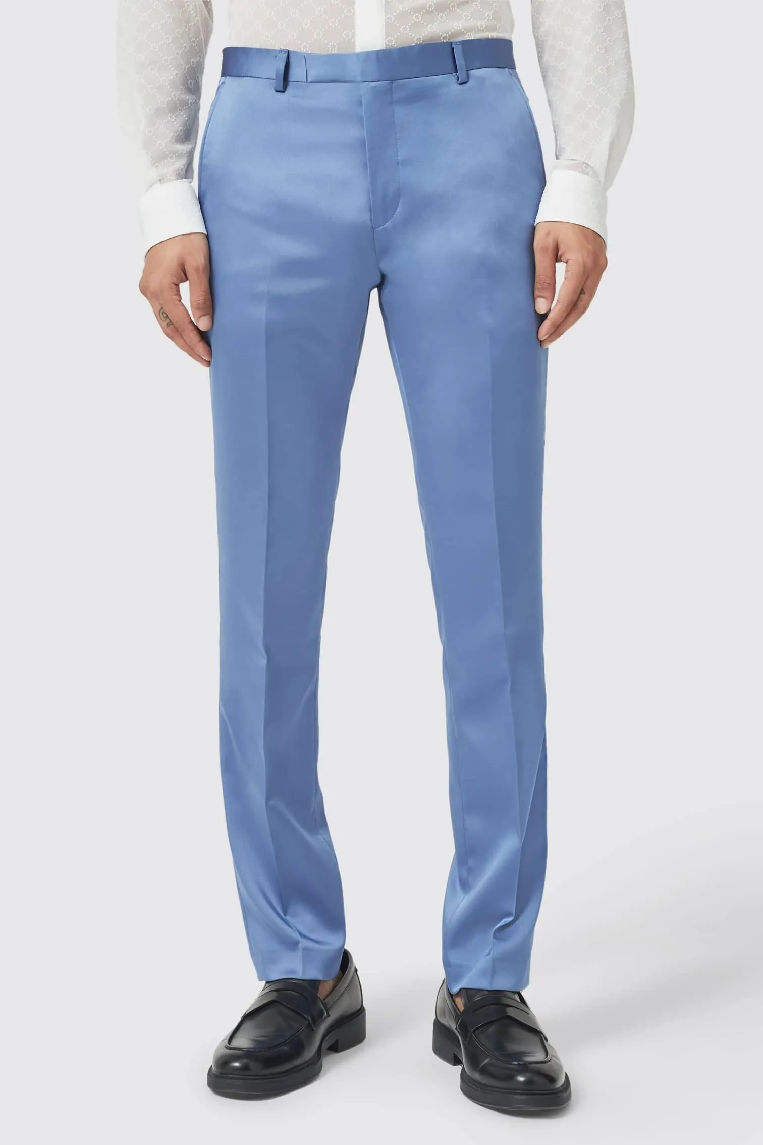 Draco Skinny Fit Blue Sateen Suit