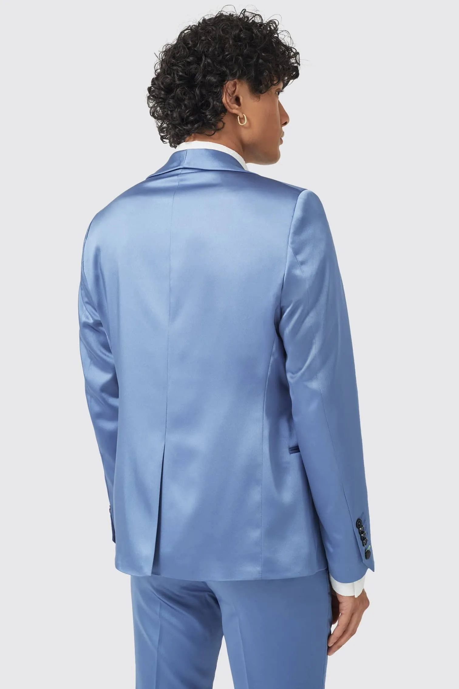 Draco Skinny Fit Blue Sateen Suit