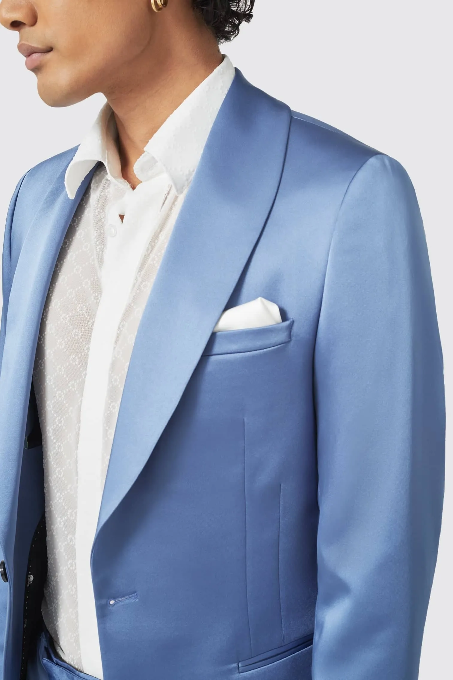 Draco Skinny Fit Blue Sateen Suit