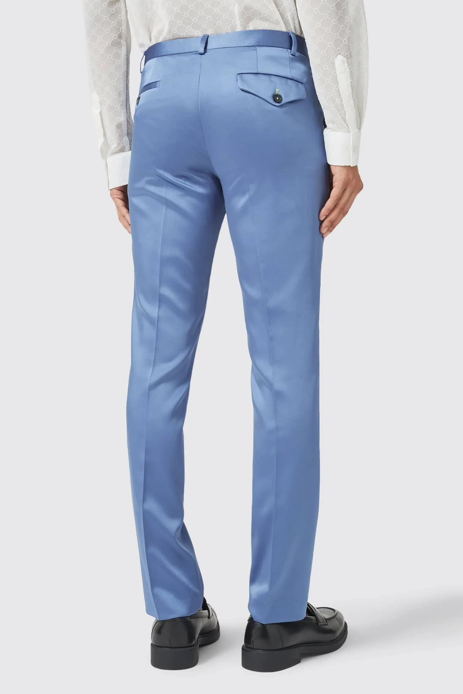 Draco Skinny Fit Blue Sateen Suit