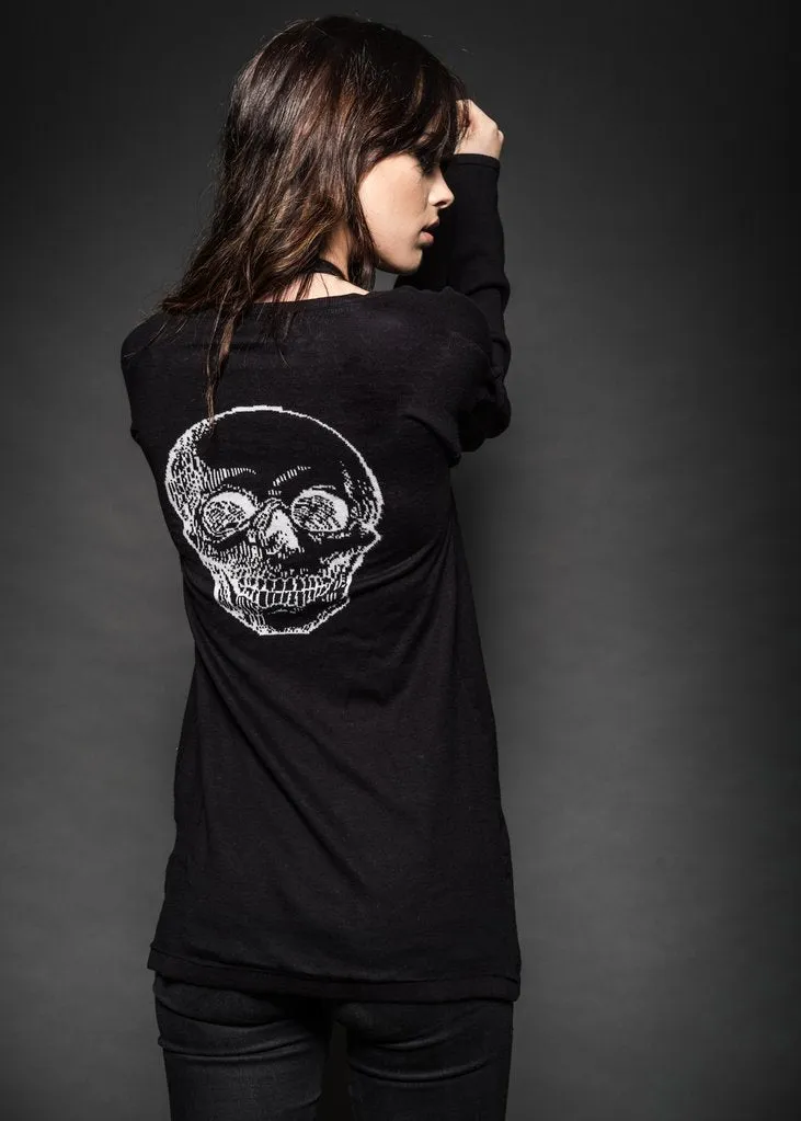 Dust and Bones Long Knit Skull Cardigan