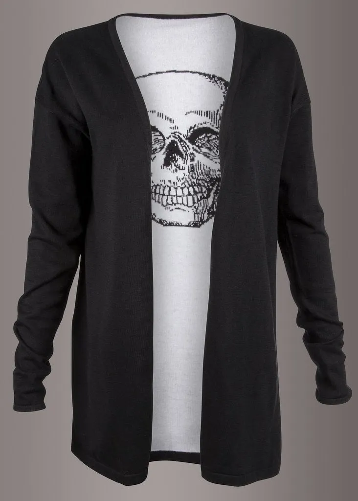 Dust and Bones Long Knit Skull Cardigan