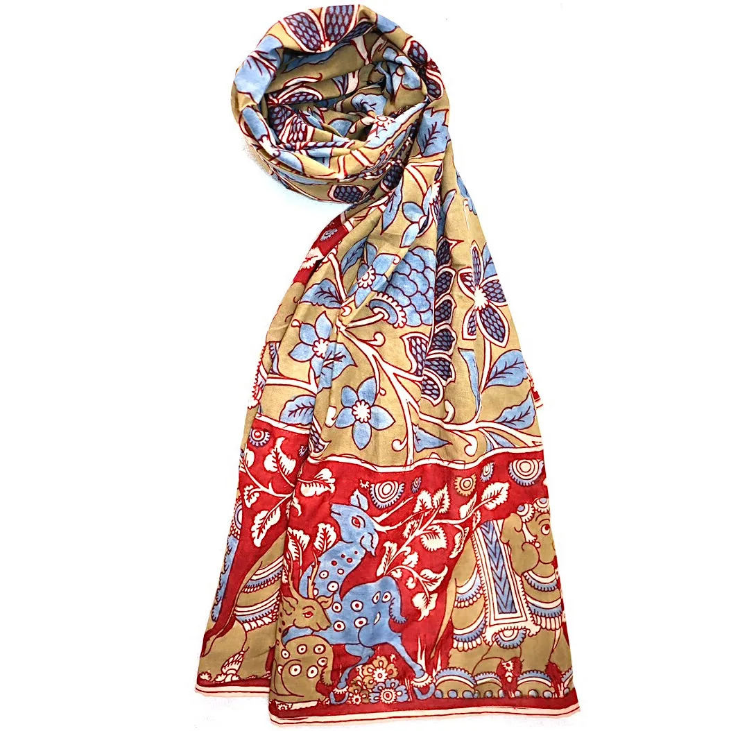 Elephant Grove - Limited Edition Hand Painted Cotton Scarf(HS0025)