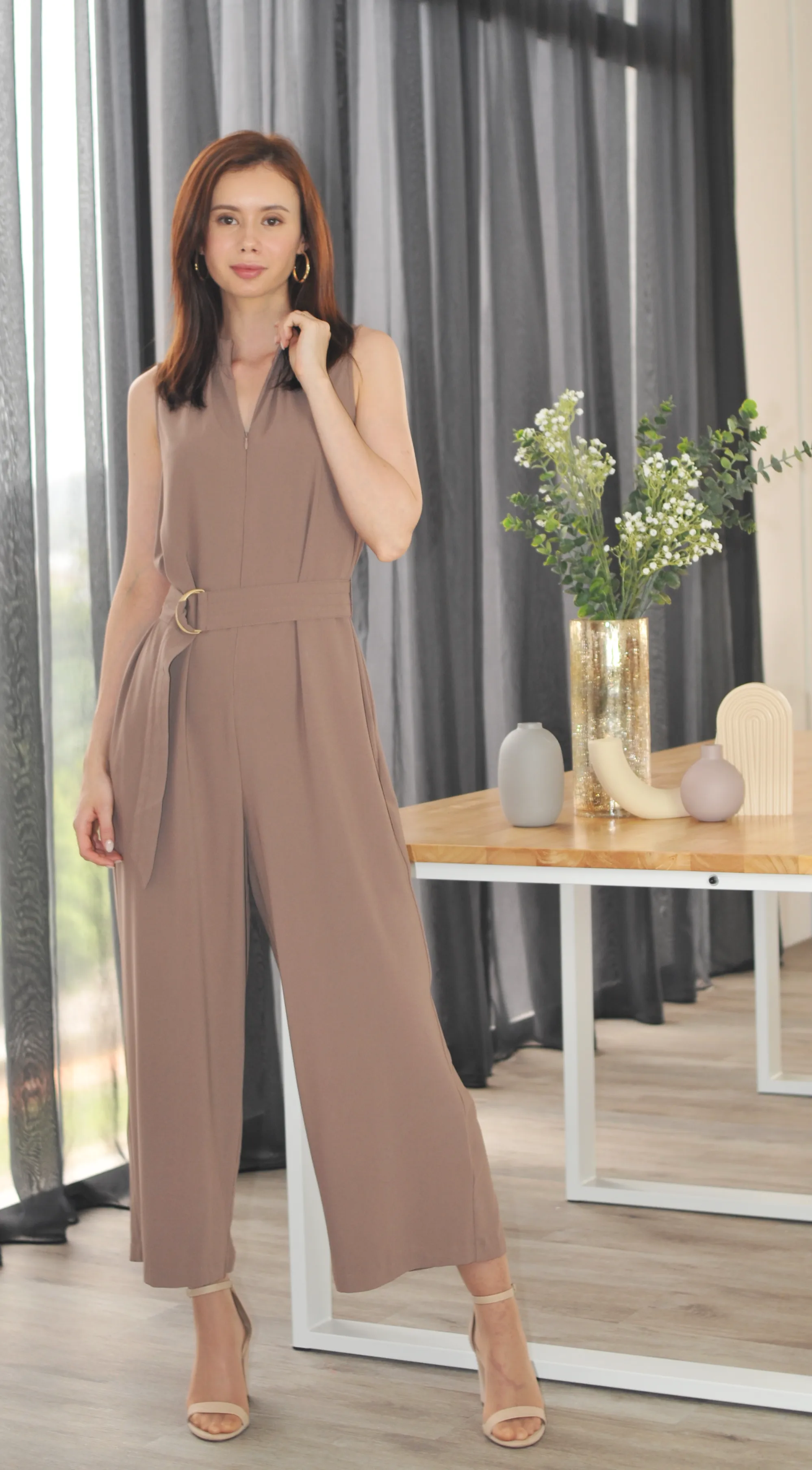 Ella High-Neck Belted Jumpsuit