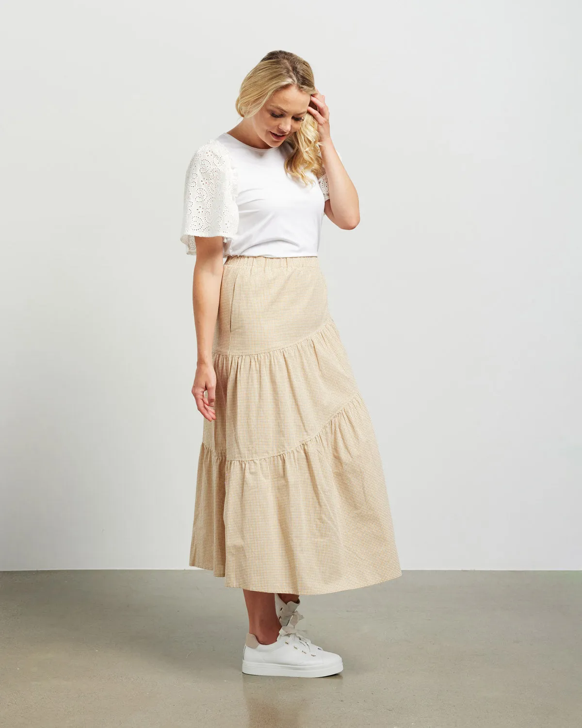 Et Alia Evie Skirt - Biscotti gingham