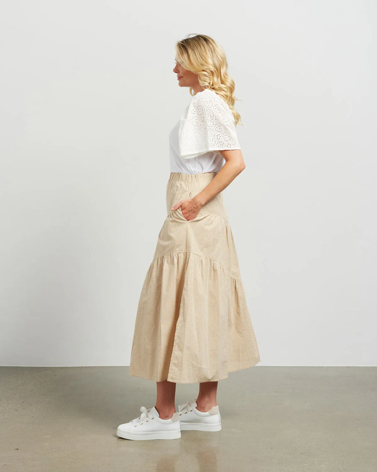 Et Alia Evie Skirt - Biscotti gingham