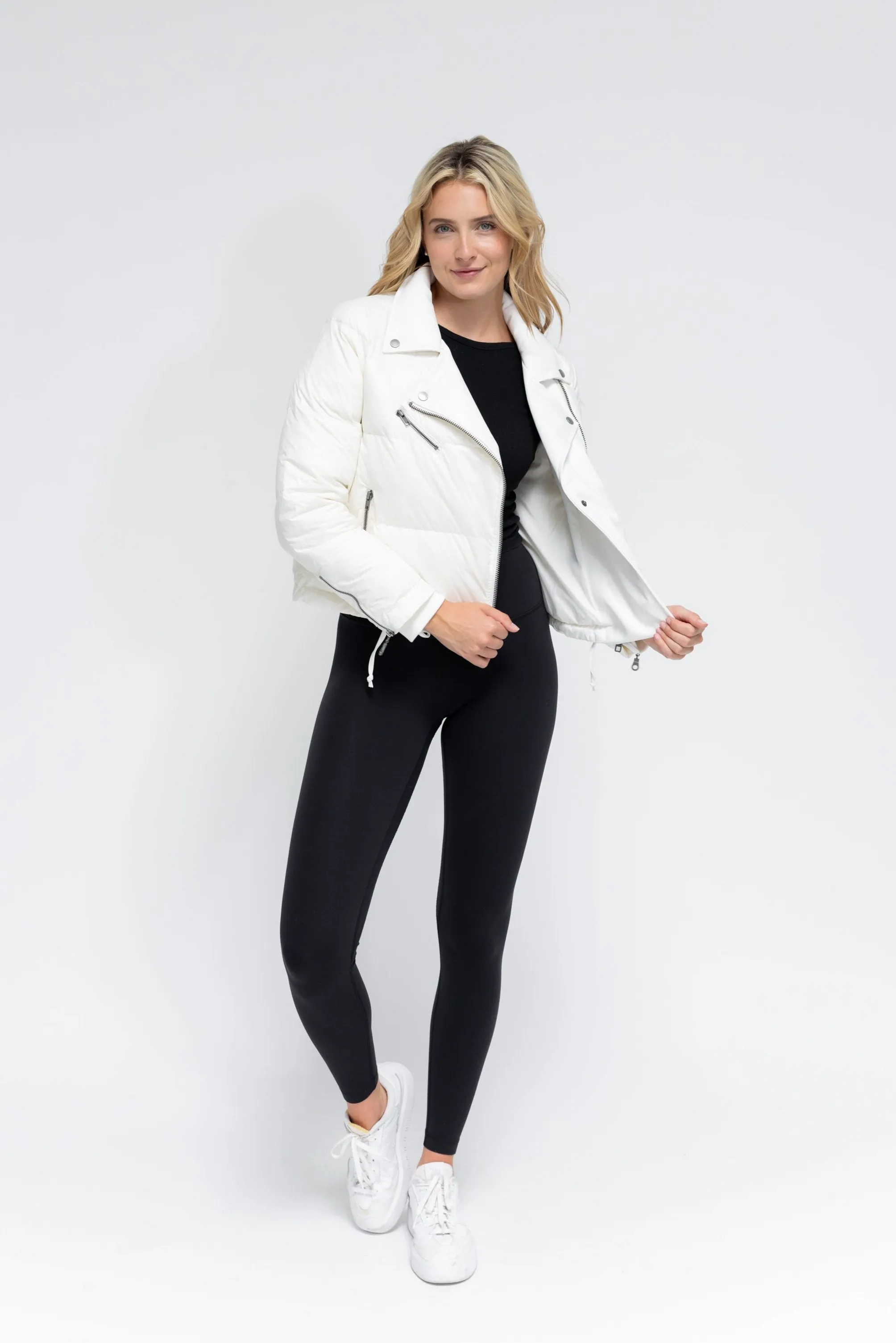 Faux Leather Moto Puffer