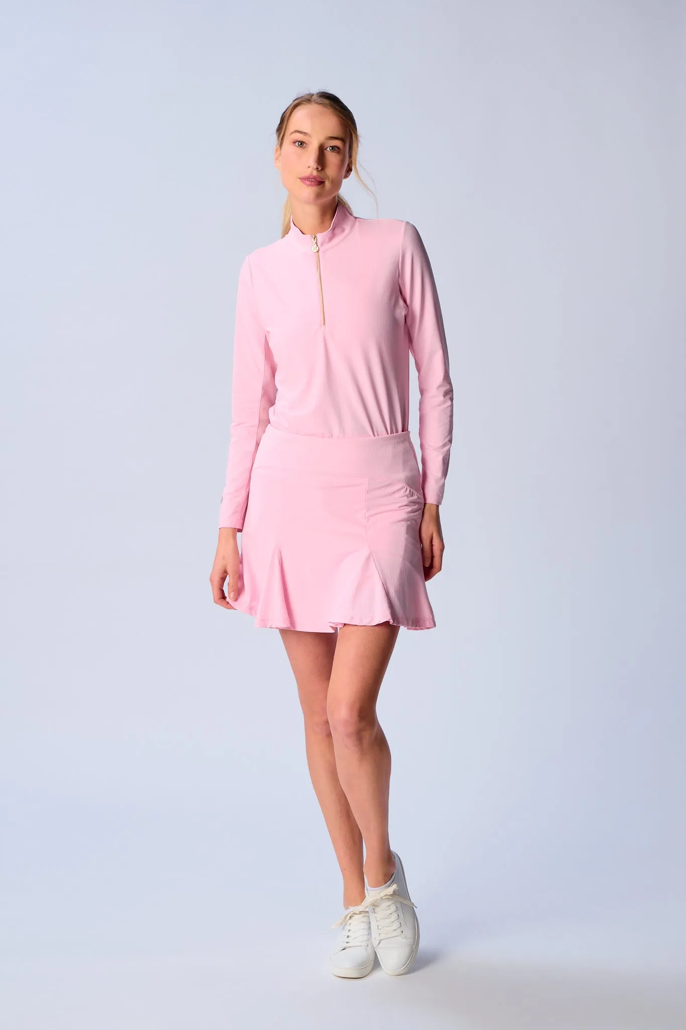 Flare Godet Skort In Light Pink