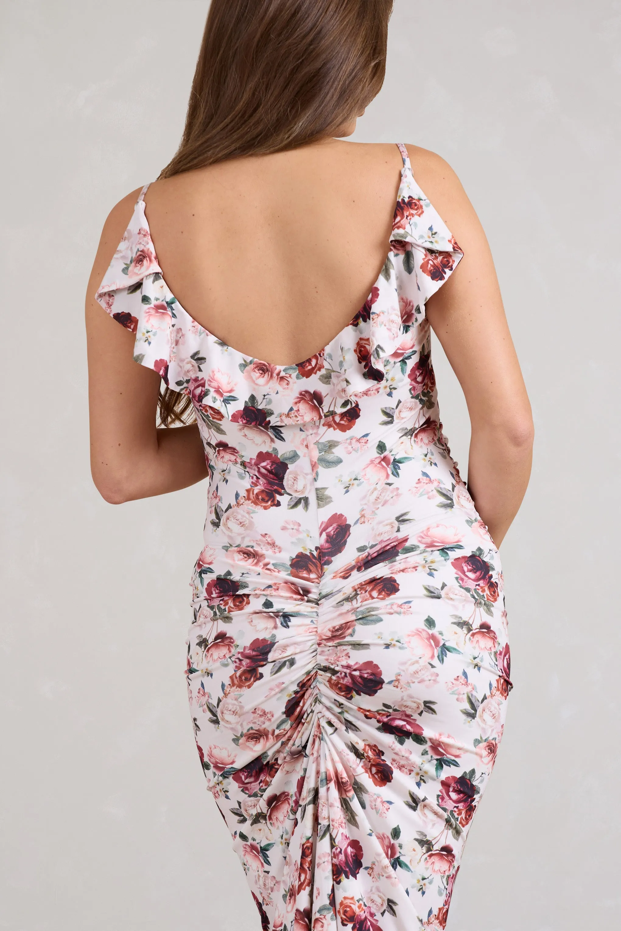 Flute | White Floral Print Maternity Cowl Bodycon Cami Maxi Dress