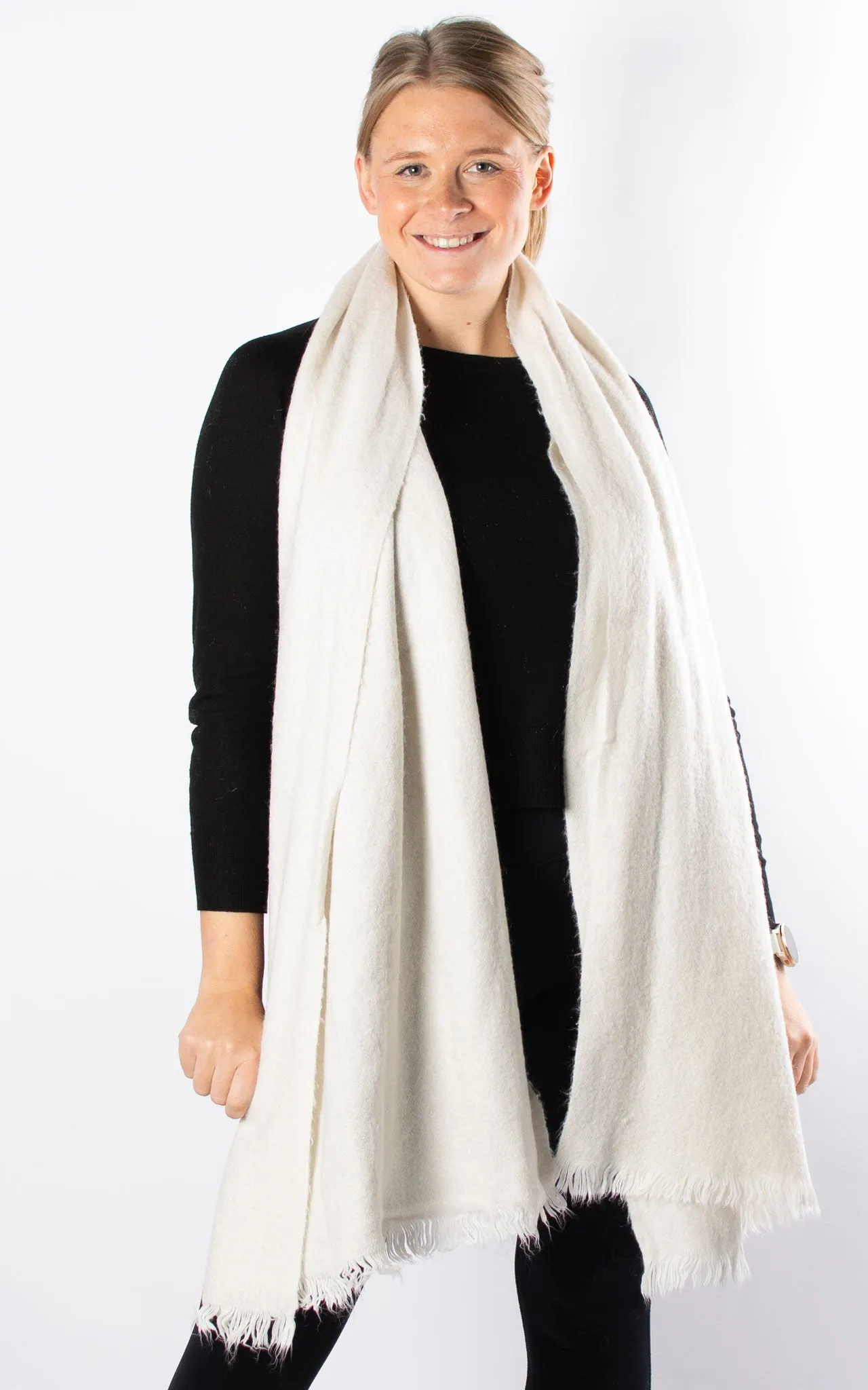 Frayed Edge Scarf | Winter White