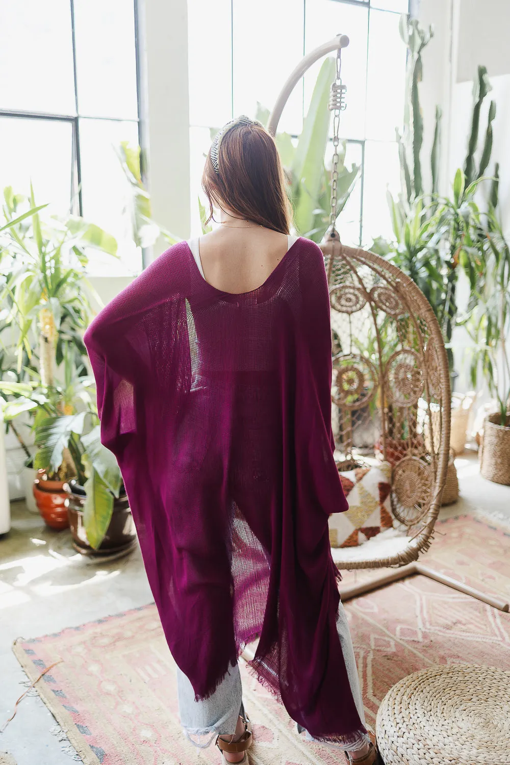 Frayed Trim Kimono