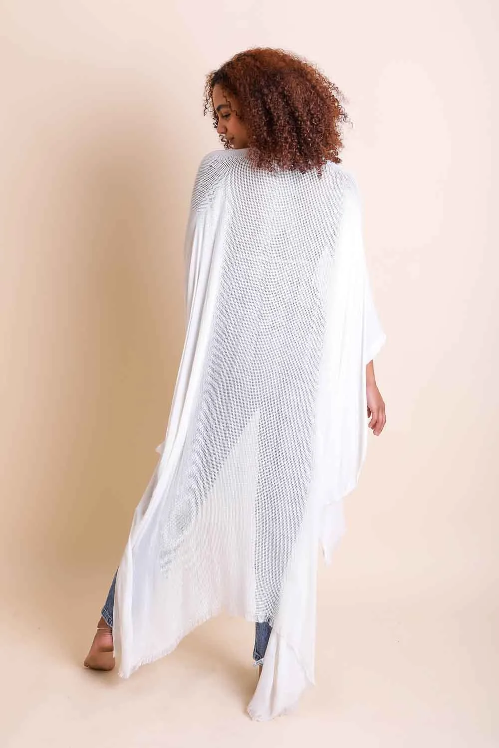 Frayed Trim Kimono