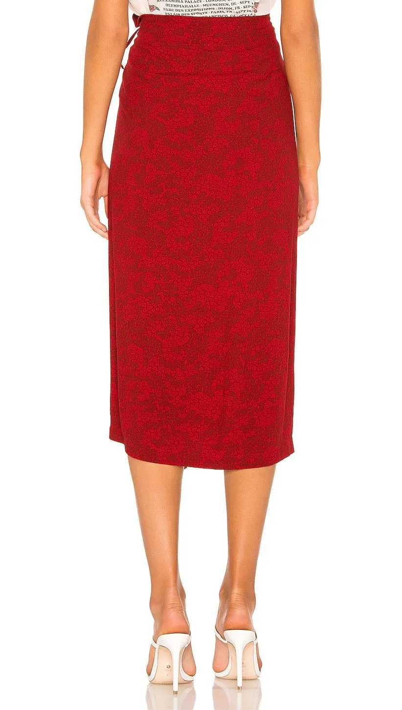 Free People Yasmin Tied Midi Skirt Raspberry