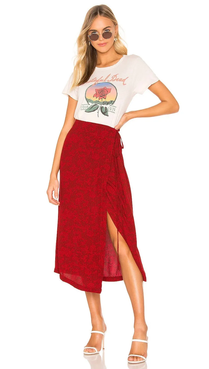 Free People Yasmin Tied Midi Skirt Raspberry