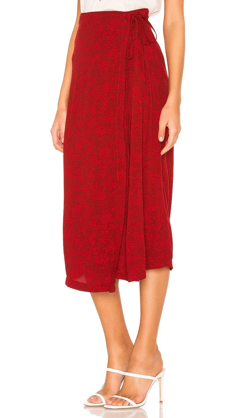 Free People Yasmin Tied Midi Skirt Raspberry