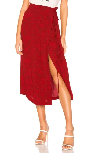 Free People Yasmin Tied Midi Skirt Raspberry