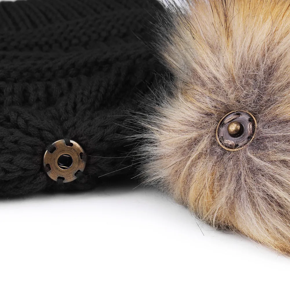 FURTALK Child Winter Real Fur PomPom Hat Scarf Set  Drop Shipping CH011