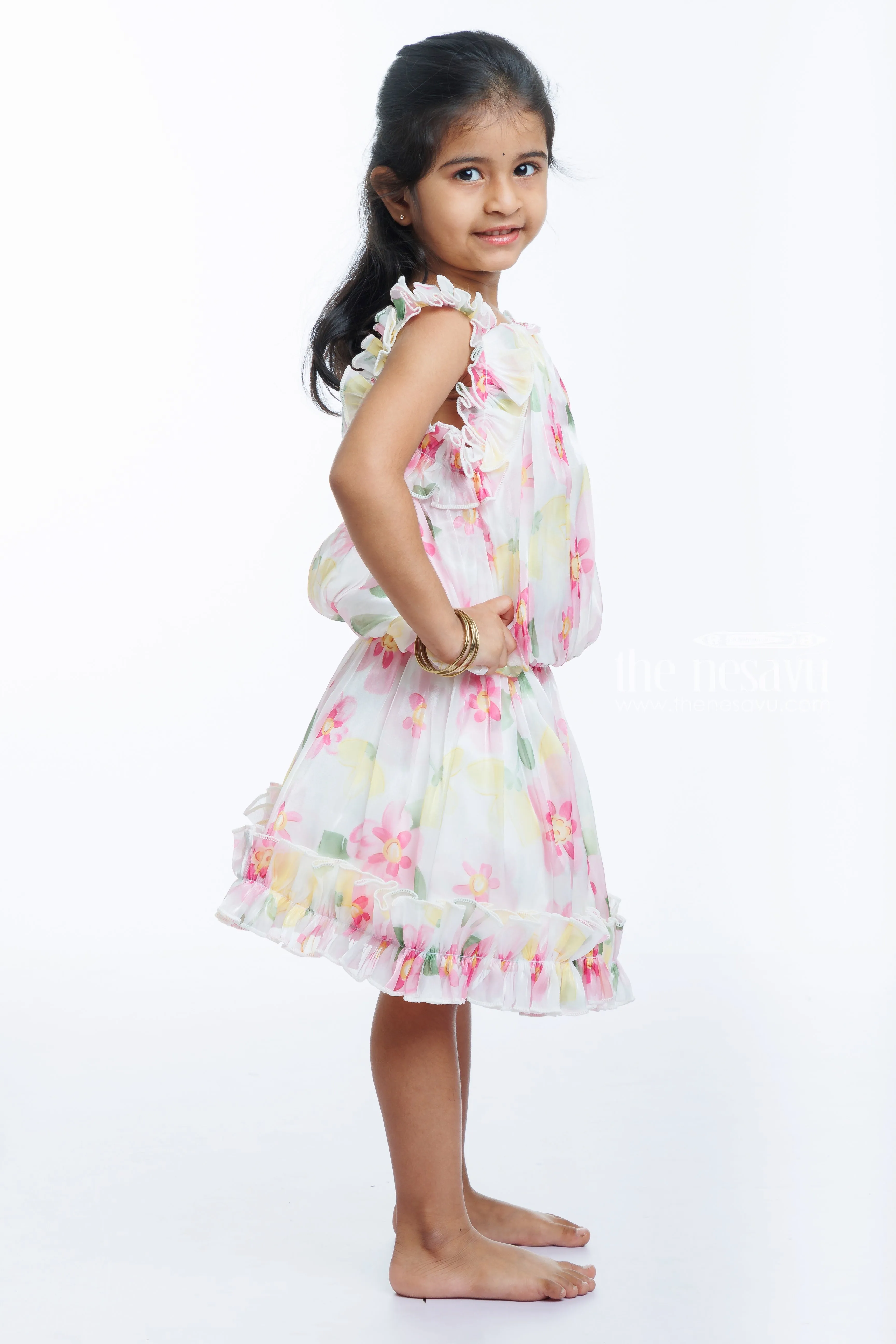 Girls Blossom Pink Ruffle Top and Skirt Set - Playful Elegance