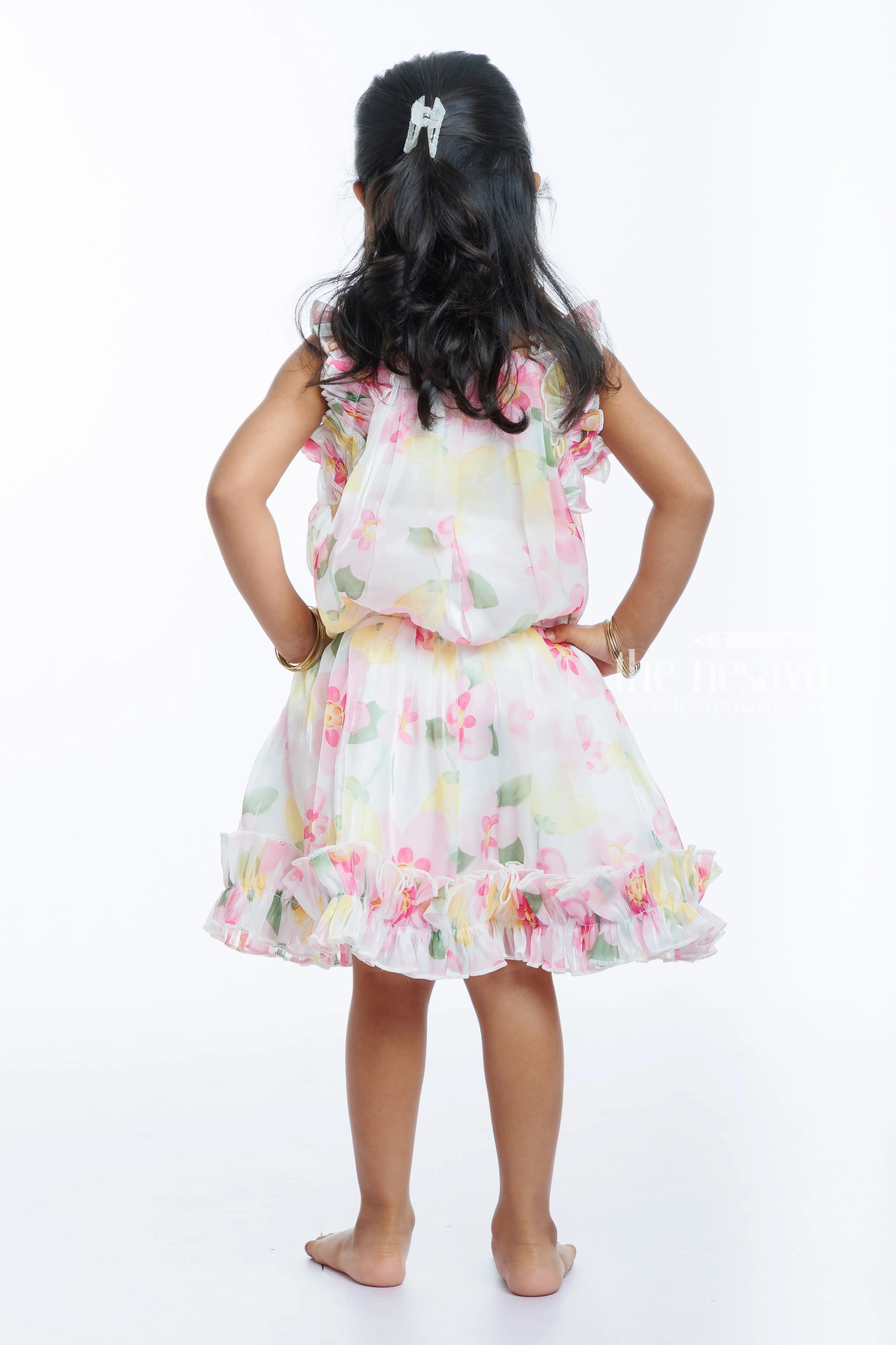 Girls Blossom Pink Ruffle Top and Skirt Set - Playful Elegance