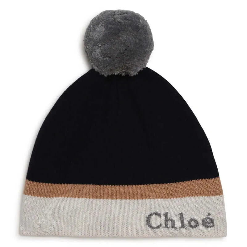 Girls Navy Knit Hat