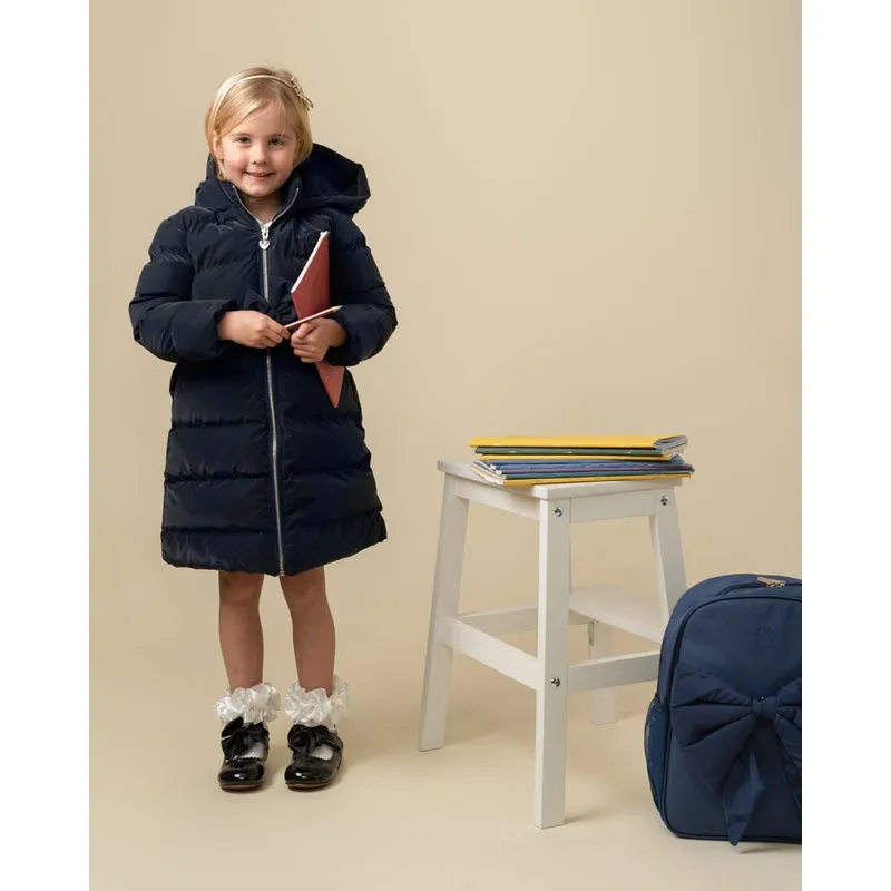 Girls Navy Padded Puffer Coat