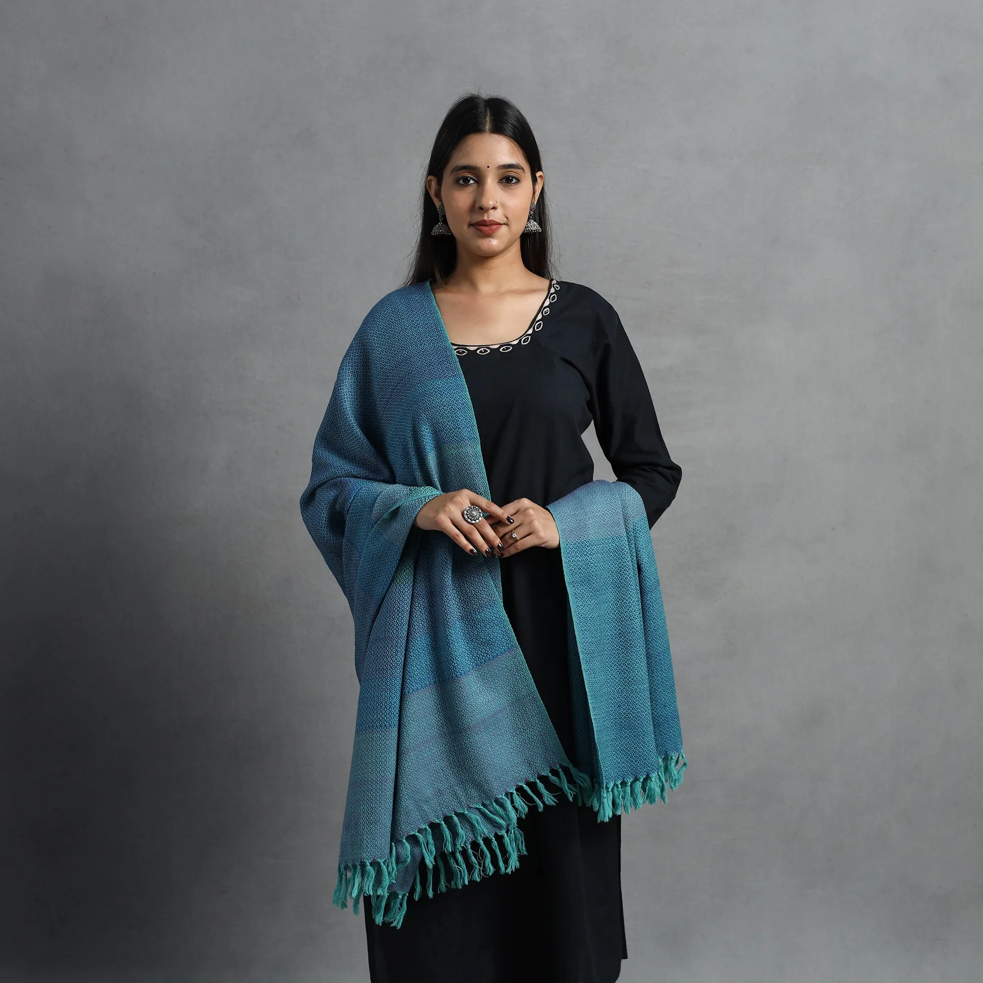 Green - Kumaun Handwoven Pure Merino Wool Shawl for Women 30