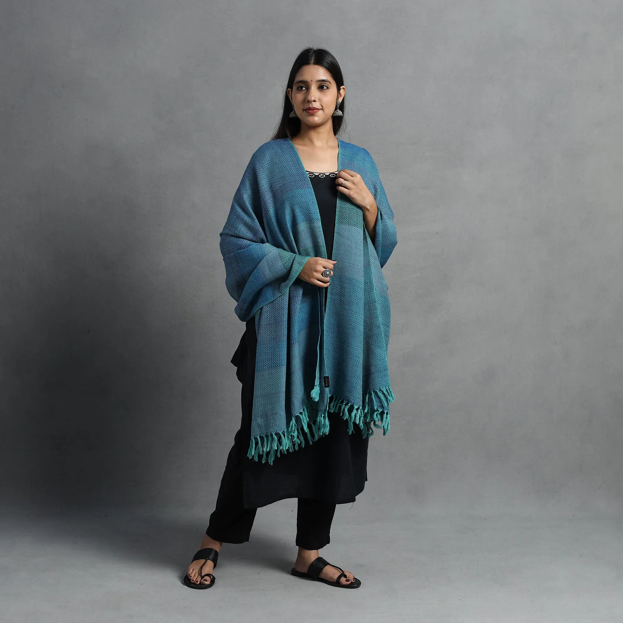 Green - Kumaun Handwoven Pure Merino Wool Shawl for Women 30