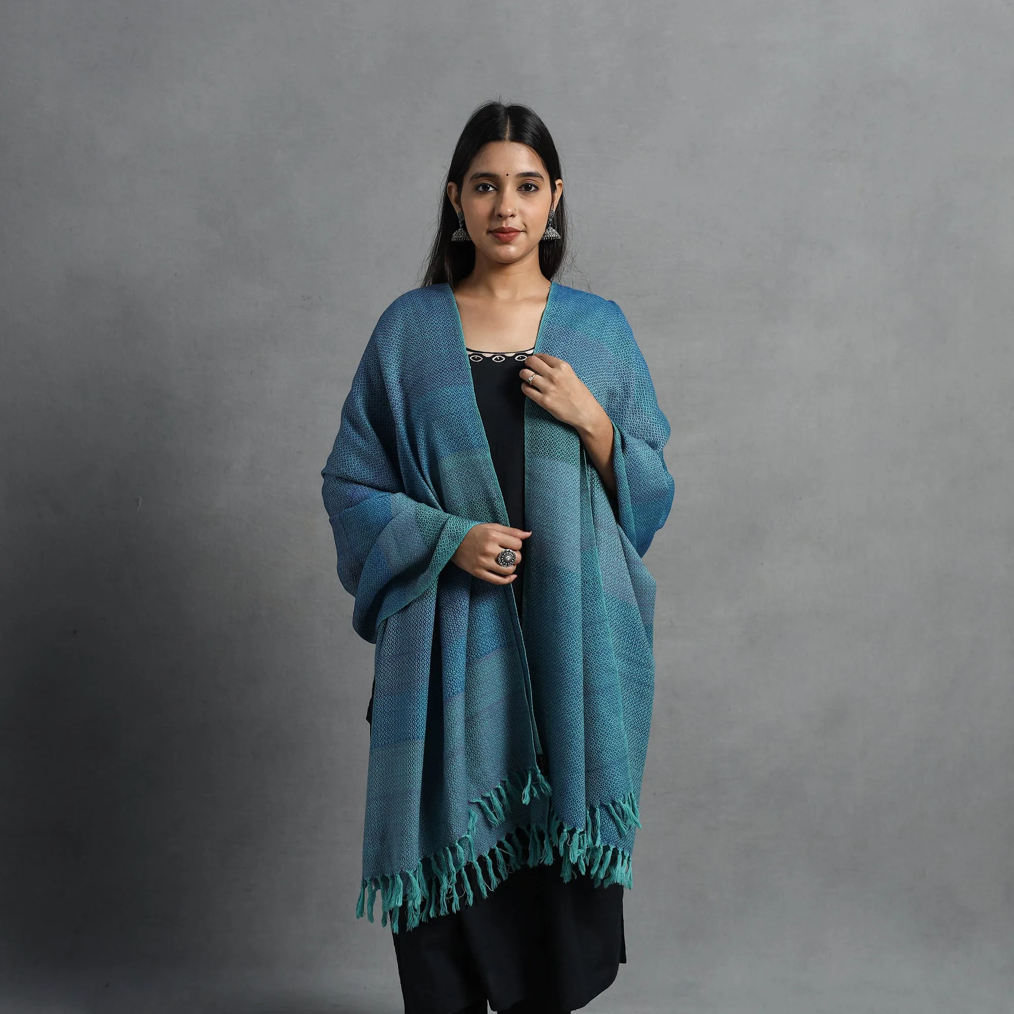 Green - Kumaun Handwoven Pure Merino Wool Shawl for Women 30