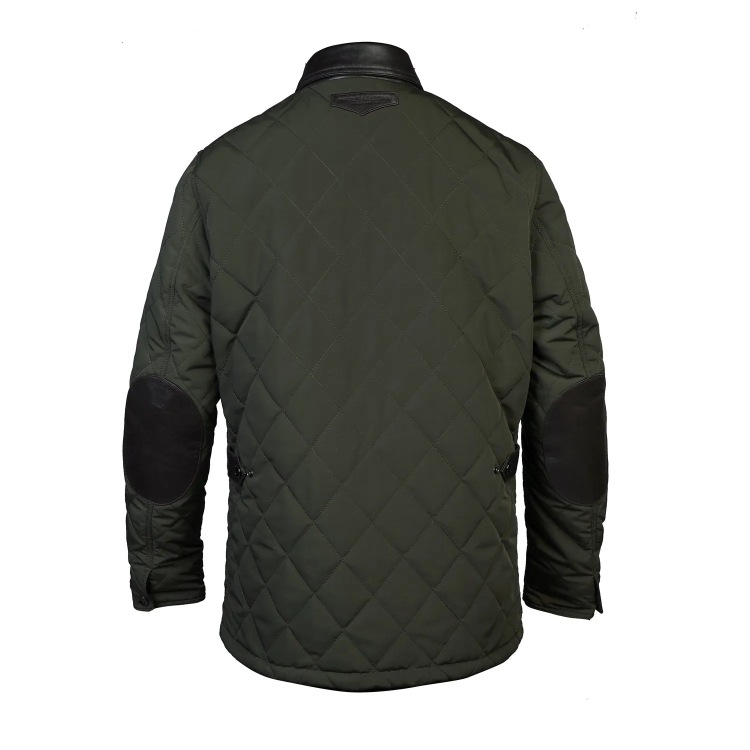 Green Puffer Jacket with Dark Brown Leather Trims By Brune & Bareskin