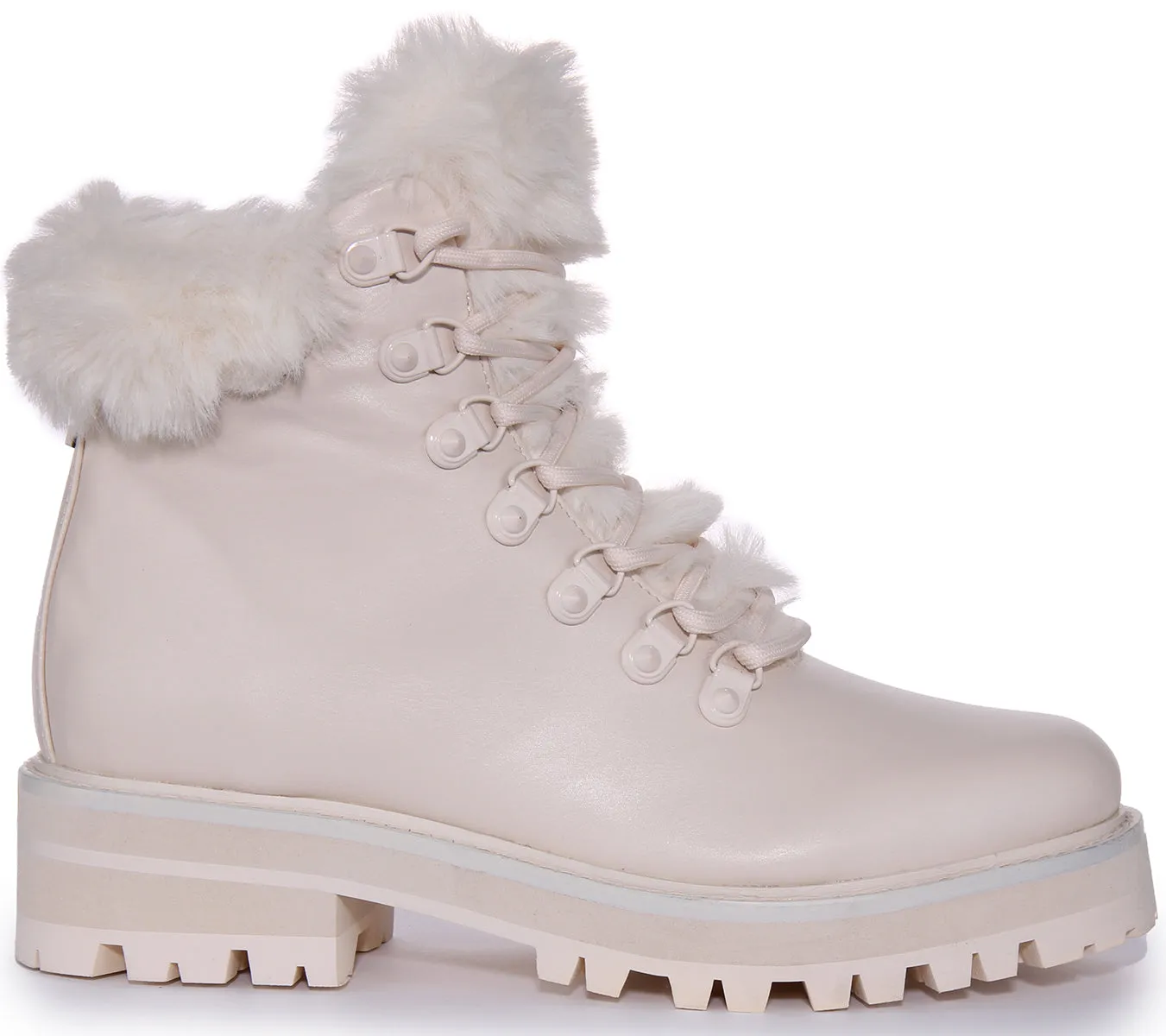 Guess Issa Fur Boots In Cream For Women