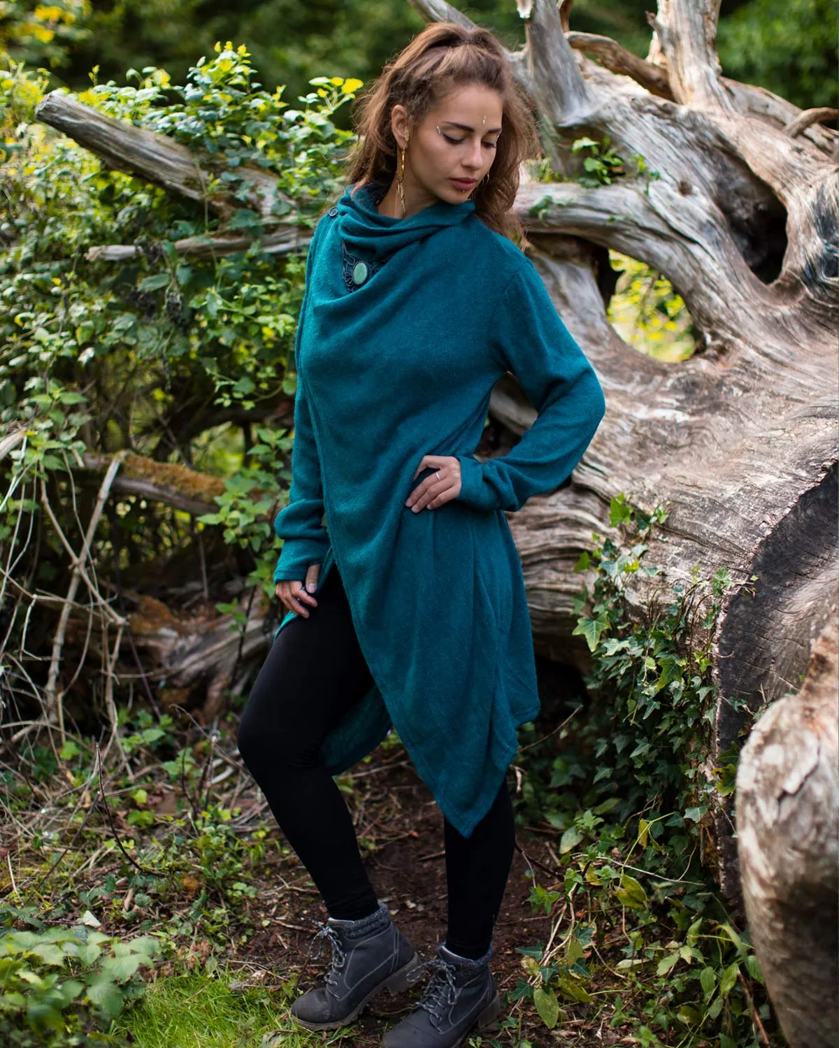 Hara Long Cardigan Wrap Teal