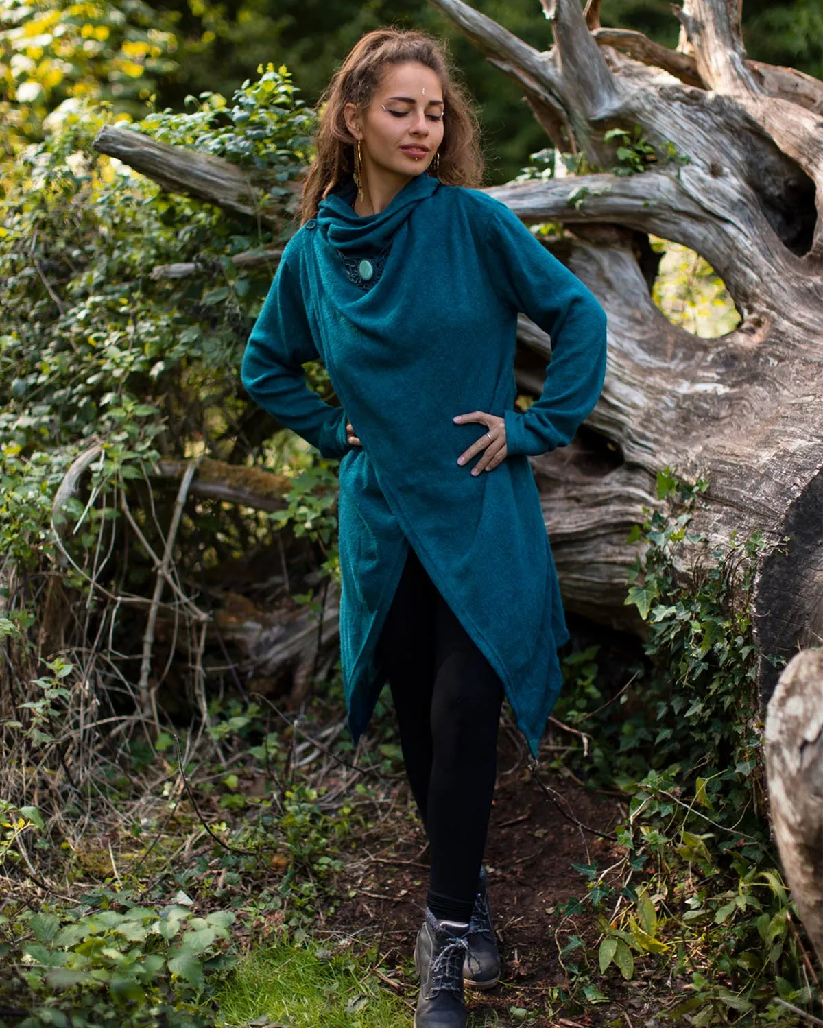 Hara Long Cardigan Wrap Teal