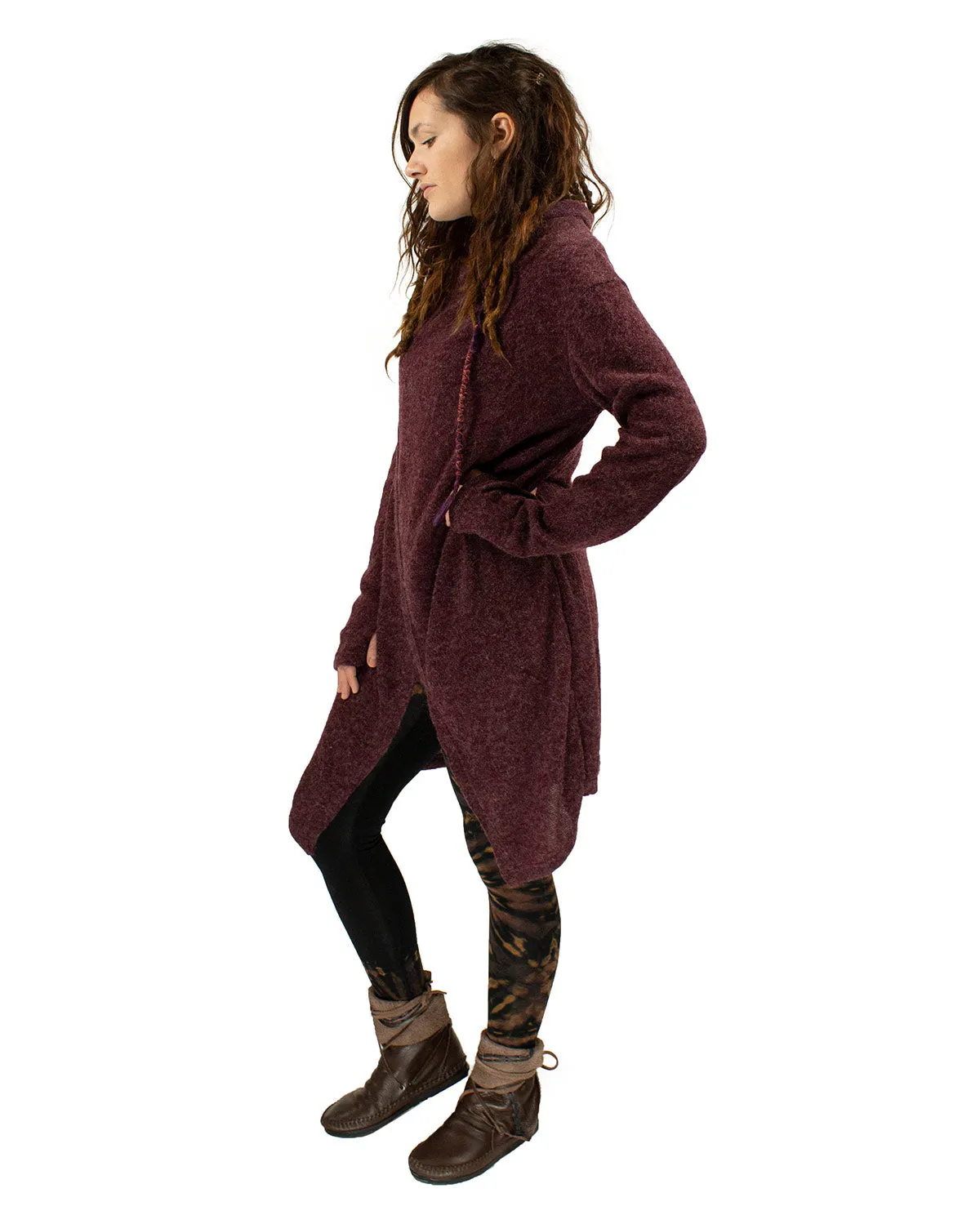 Hara Long Cardigan Wrap Wine Red