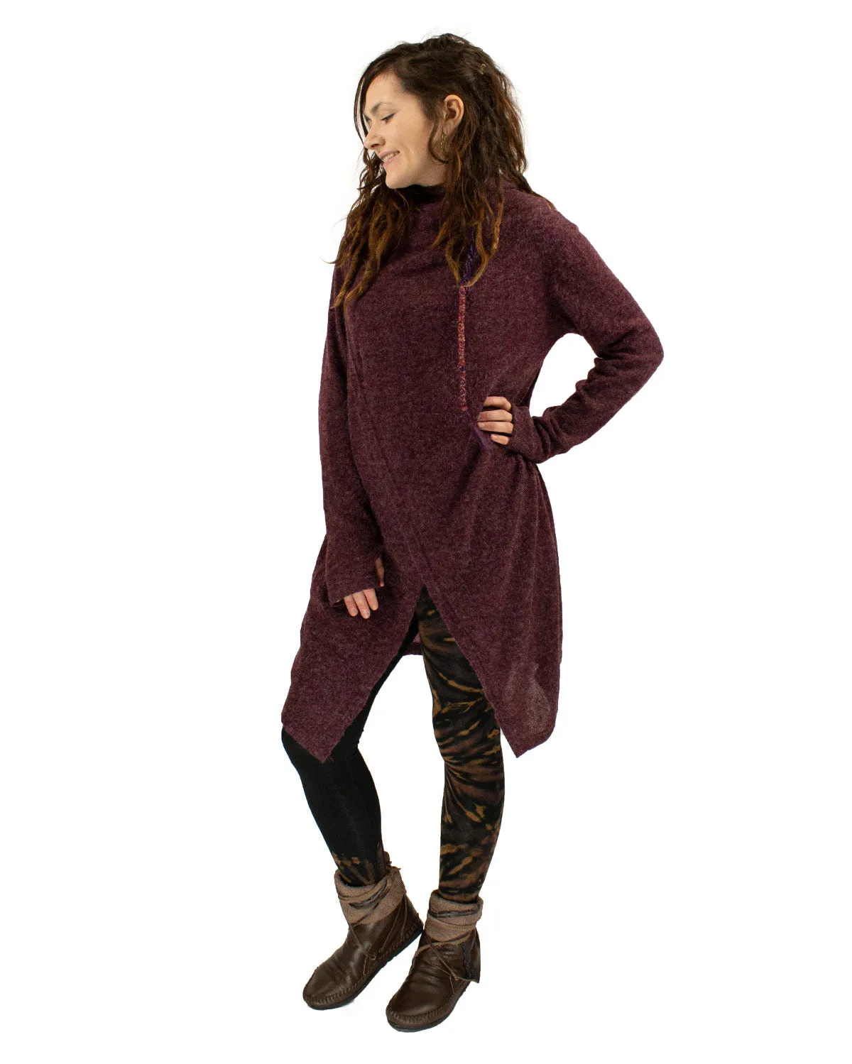 Hara Long Cardigan Wrap Wine Red