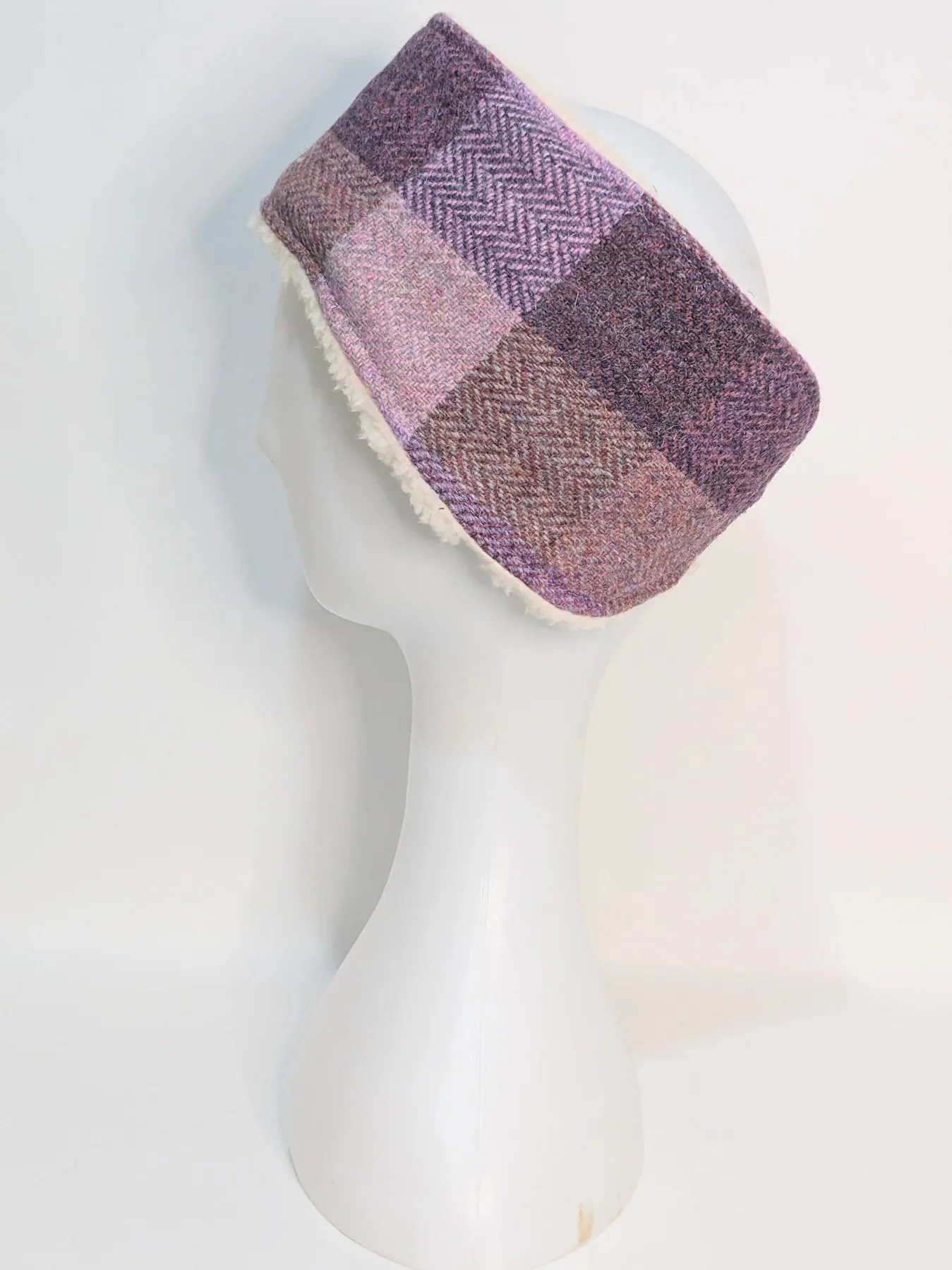 Harris Tweed Pretty Pink Block Herringbone Buckle Dog Collar