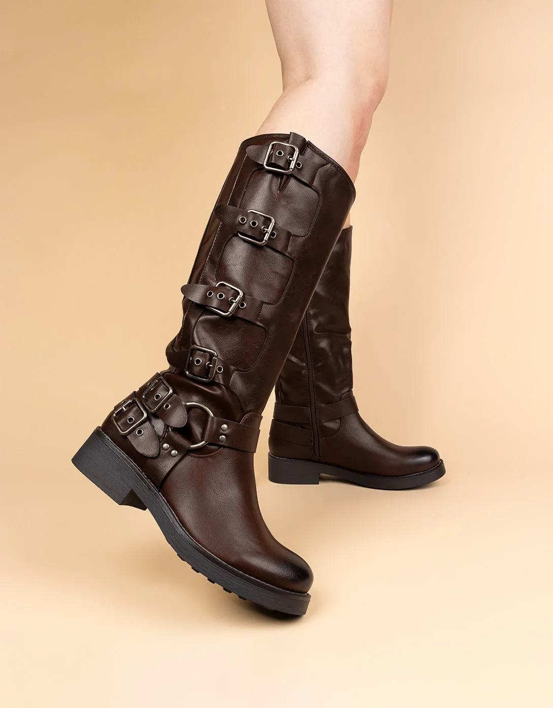 High buckle boots