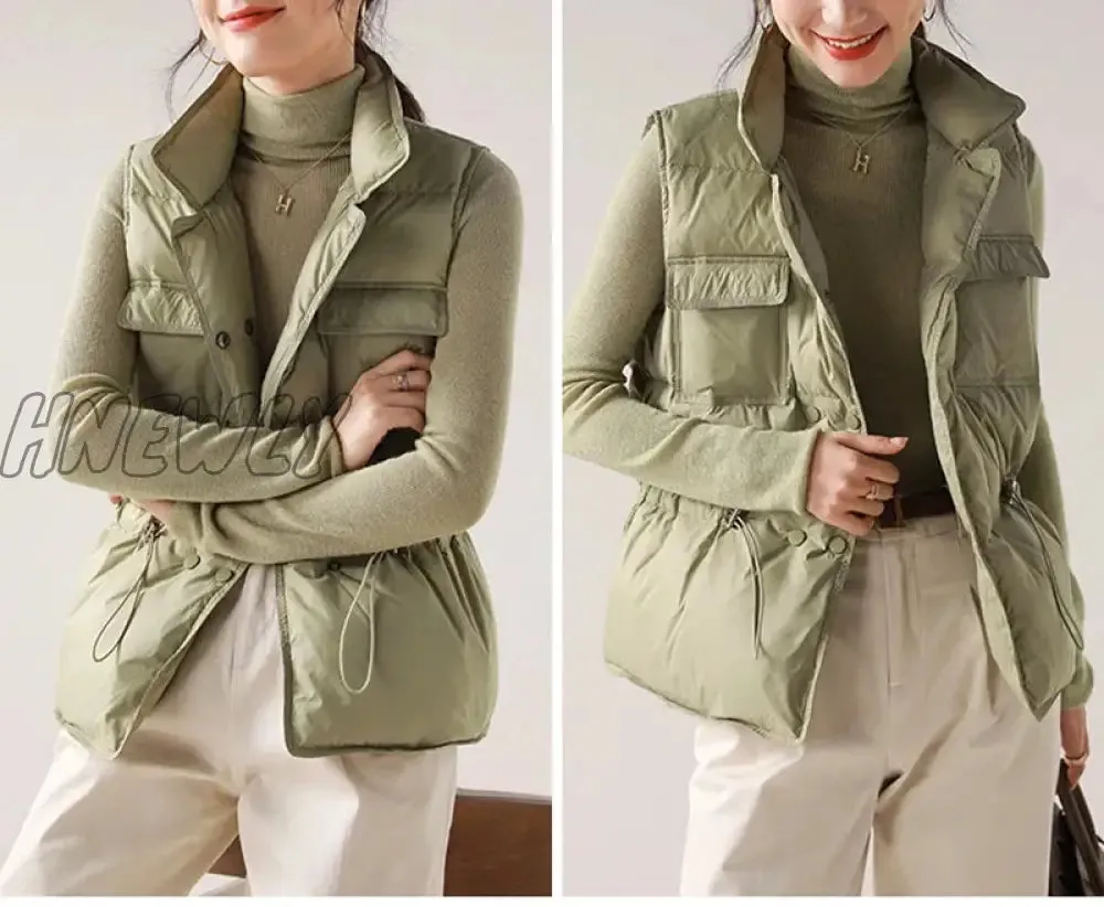 Hnewly New White Duck Down Vest Coat Sleeveless Light Down Vest Women Bodywarm Windproof Lightweight Warm Waistcoat Female